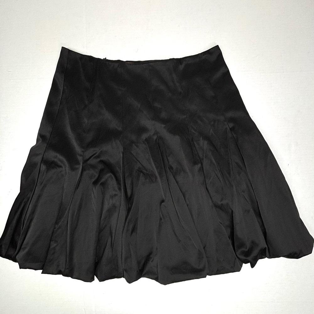 Karen‎ Kane Black Satin Pleated Mini Bubble Skirt Womens 4 Dressy Cocktail Goth